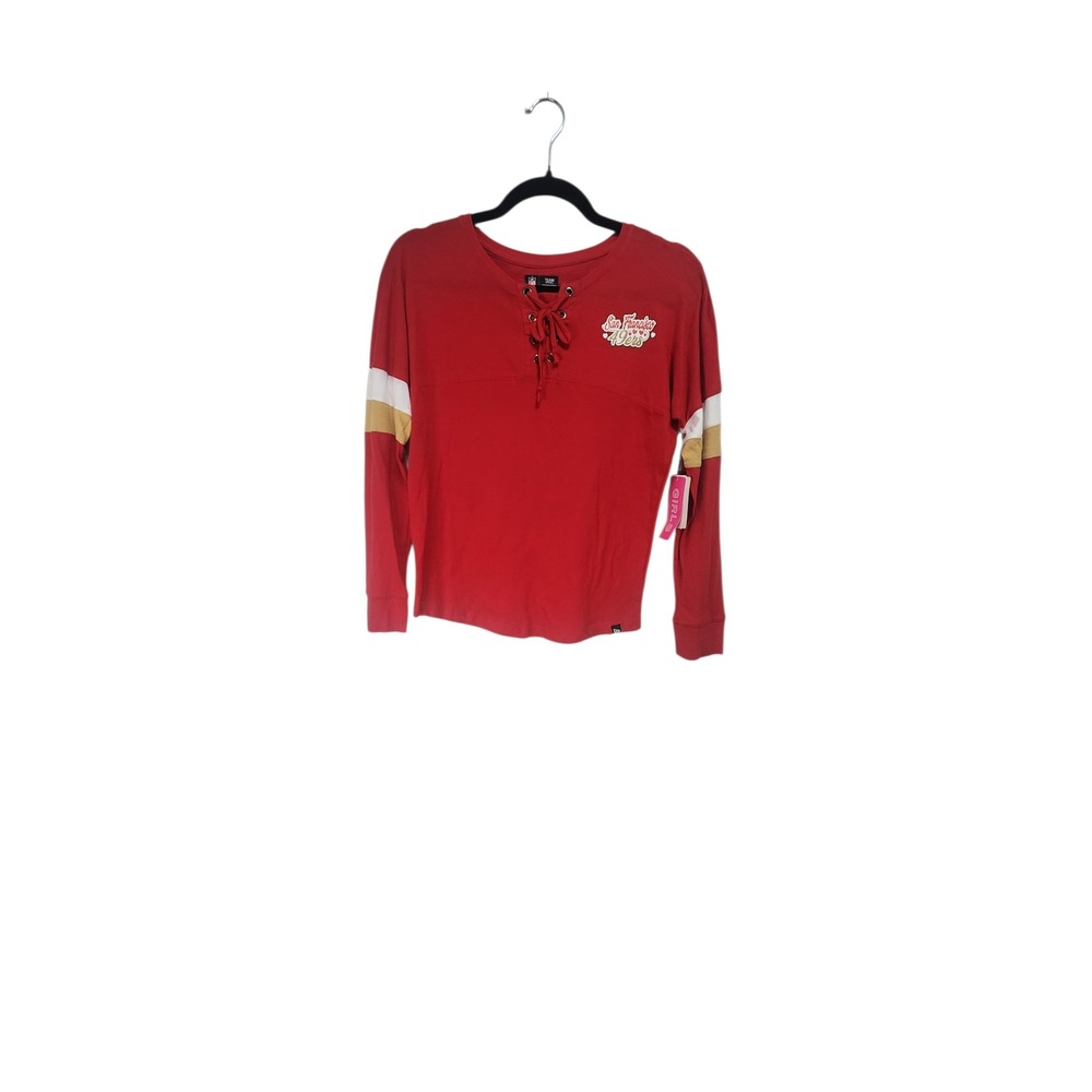 NFL Team Apparel San Francisco 49ers Girls 10/12 Red New Lace Up Long Sleeve Tee